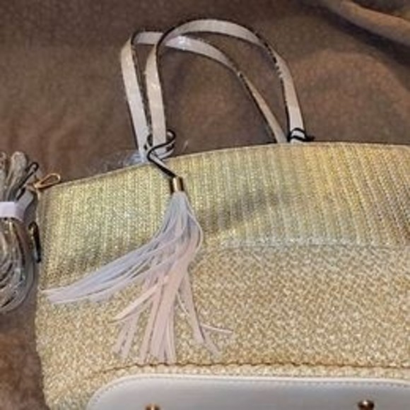 Shimmer Straw-looking Handbag With Extra Strap By Deluxity Los Angeles V… - Picture 1 of 10